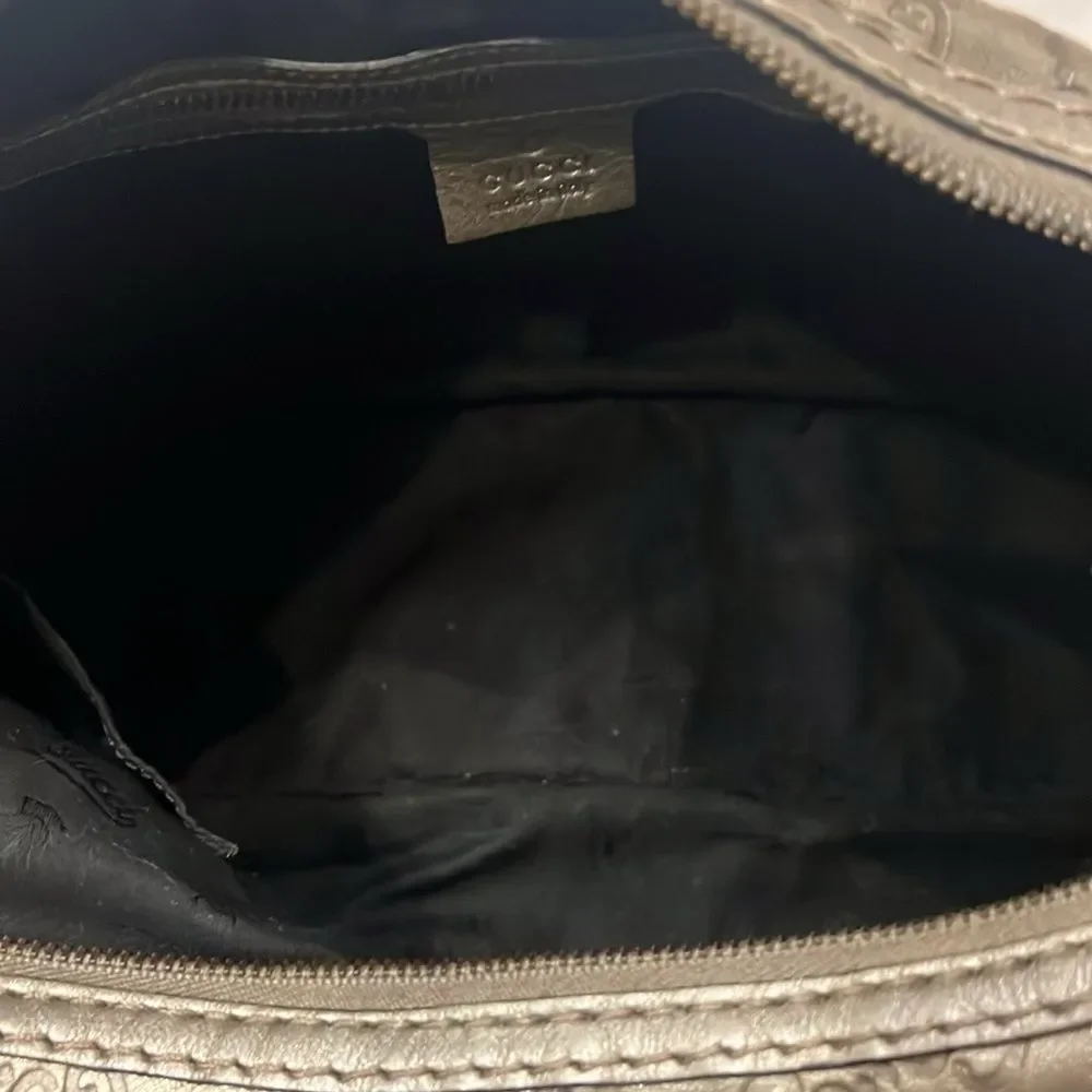 Gucci grey guccissima leather jockey hobo